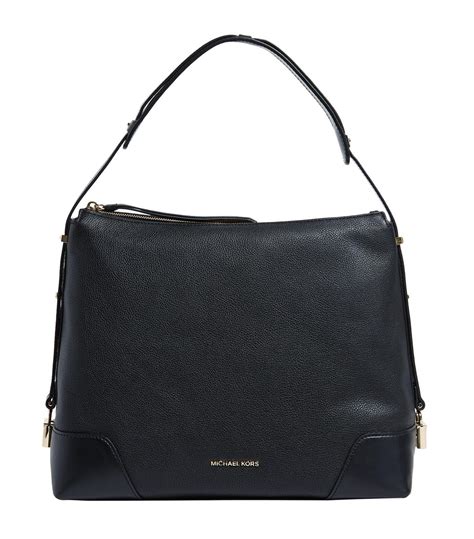 michael kors leather crosby large shoulder bag black